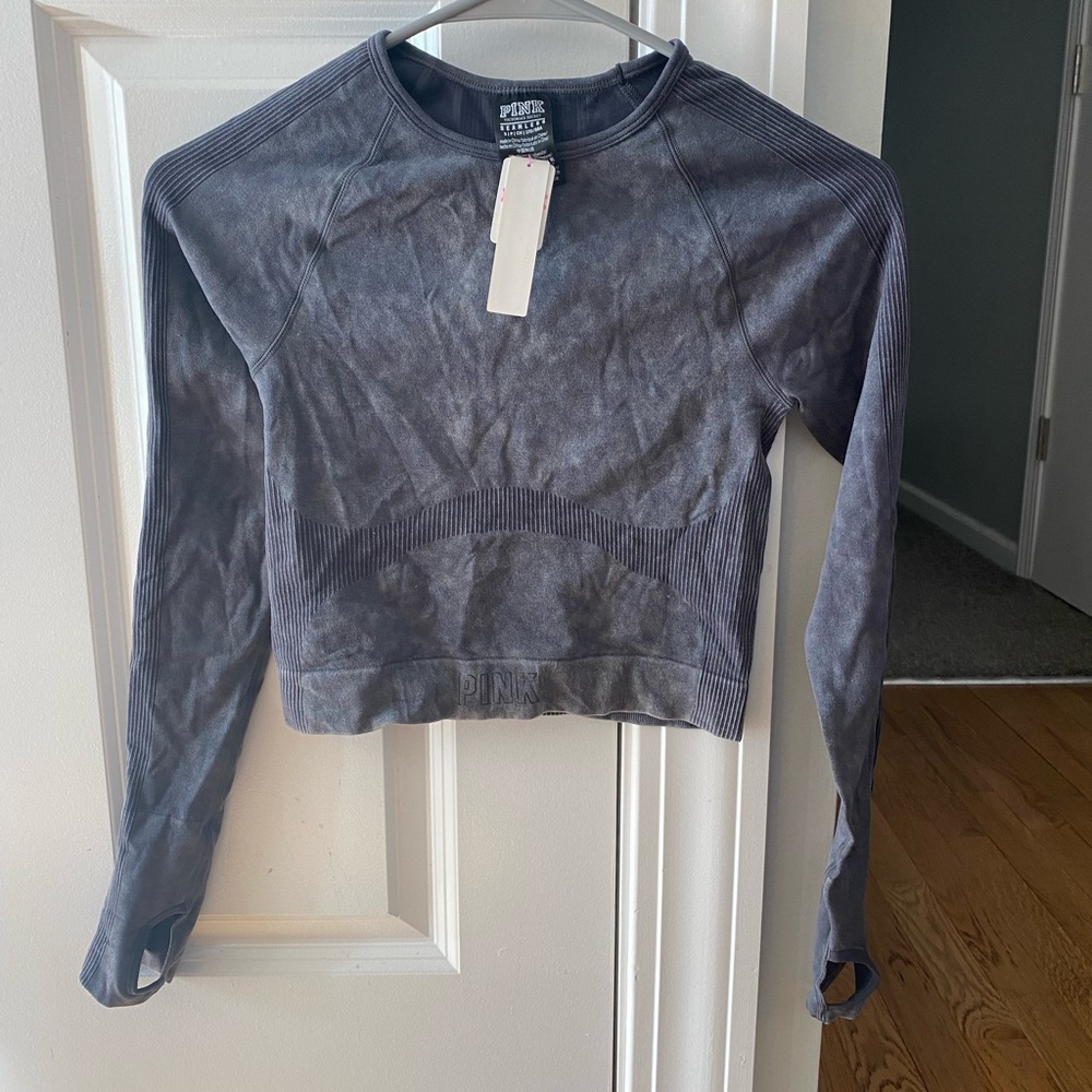 Victoria Secret PINK gray seamless long sleeve crop NWT
